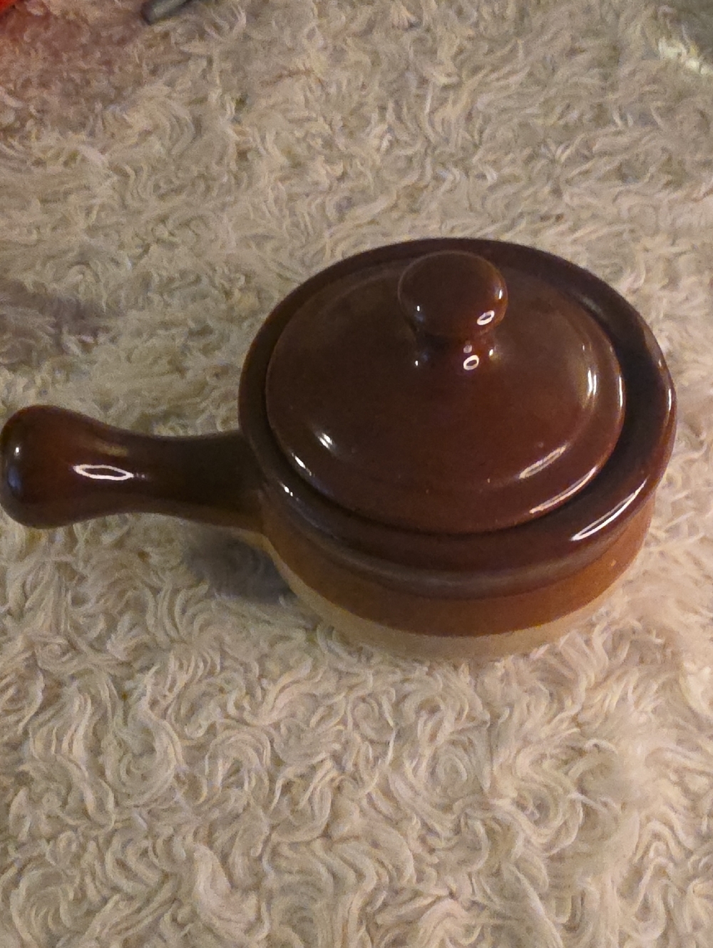 Brown‎ Ceramic Covered Saucepan with Handle - Classic Kitchen Serving Pot
